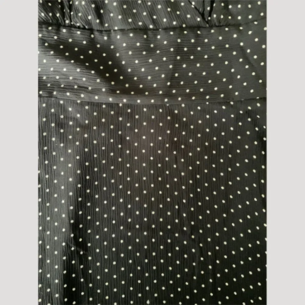 J. Crew Vintage Y2K Silk Chiffon Black Dot Empire Waist Dress Size 6 Babydoll